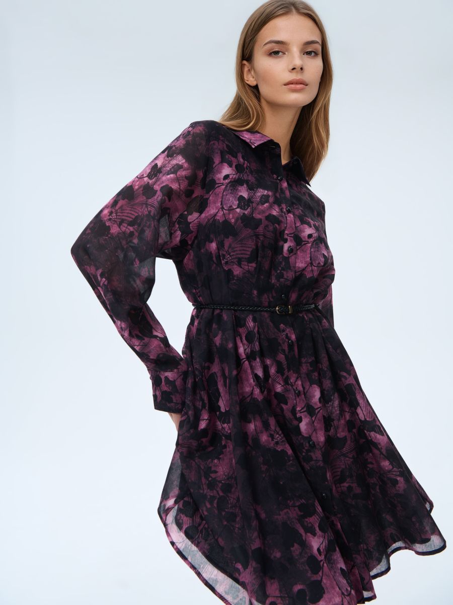 Koszulowa sukienka mini z paskiem