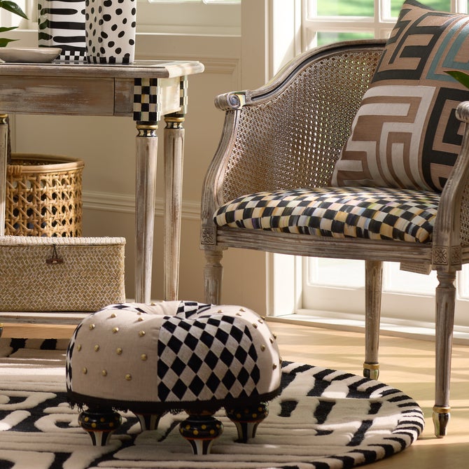 Diamond and Dot Footstool