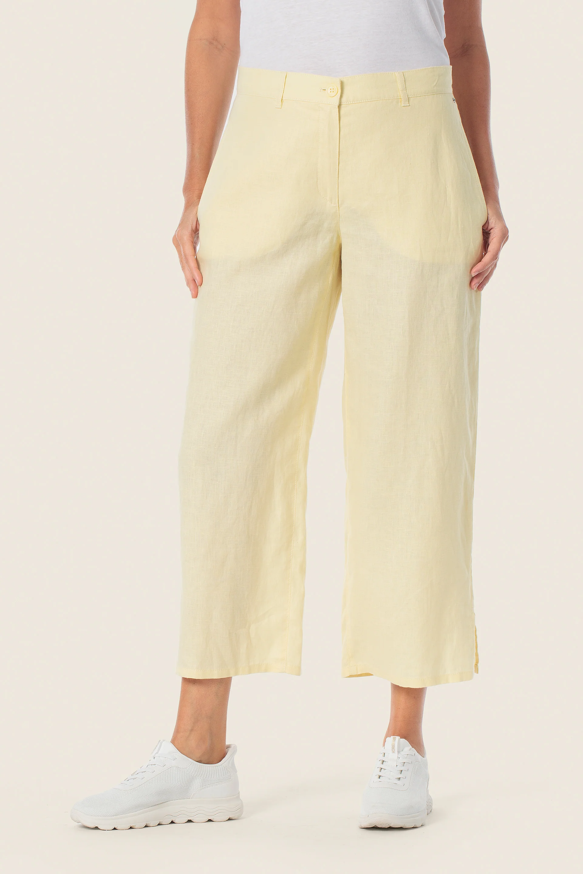 Leinen-Culotte-Hose mit Seitenschlitzen