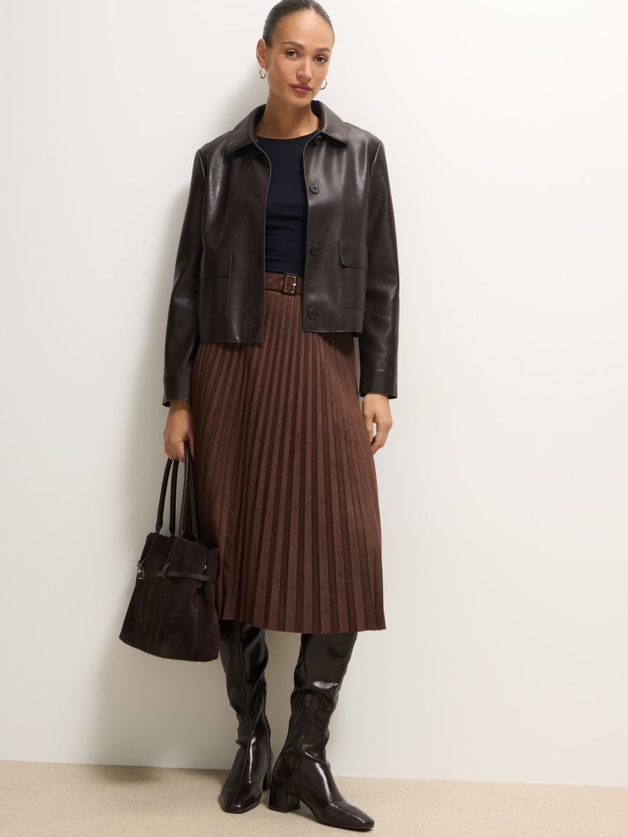 Plisowana granatowa spódnica midi