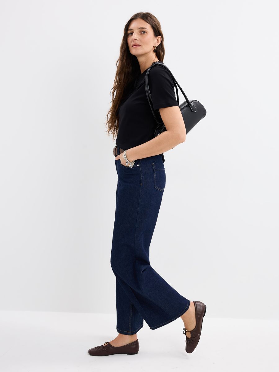 Jeansy wide leg z paskiem petite