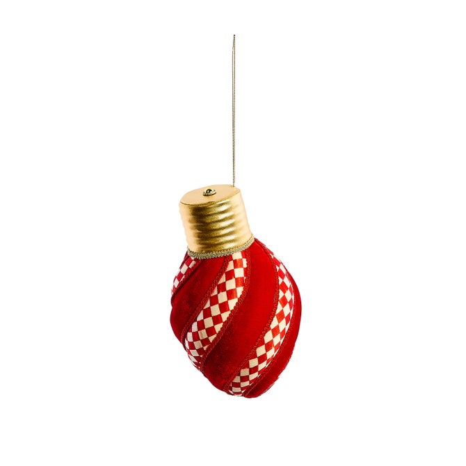 Check It Out Red Check Lightbulb Fabric Ornament