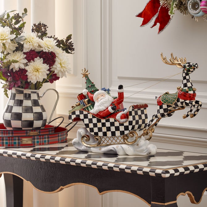 Granny Kitsch Illuminated Sleigh Ride Santa