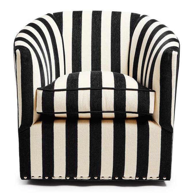 Marquee Black Stripe Chenille Swivel Chair