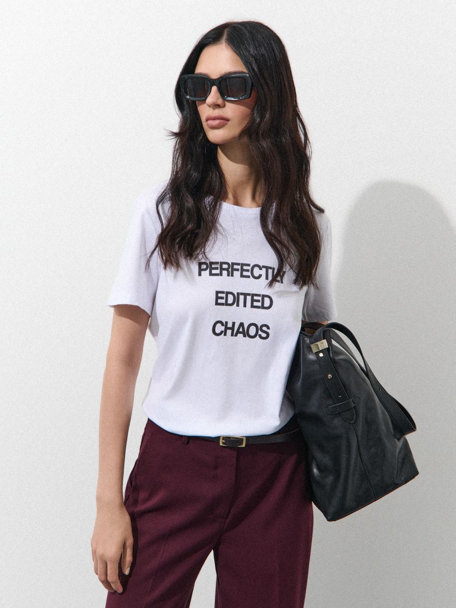 T-shirt z bawełny i modalu