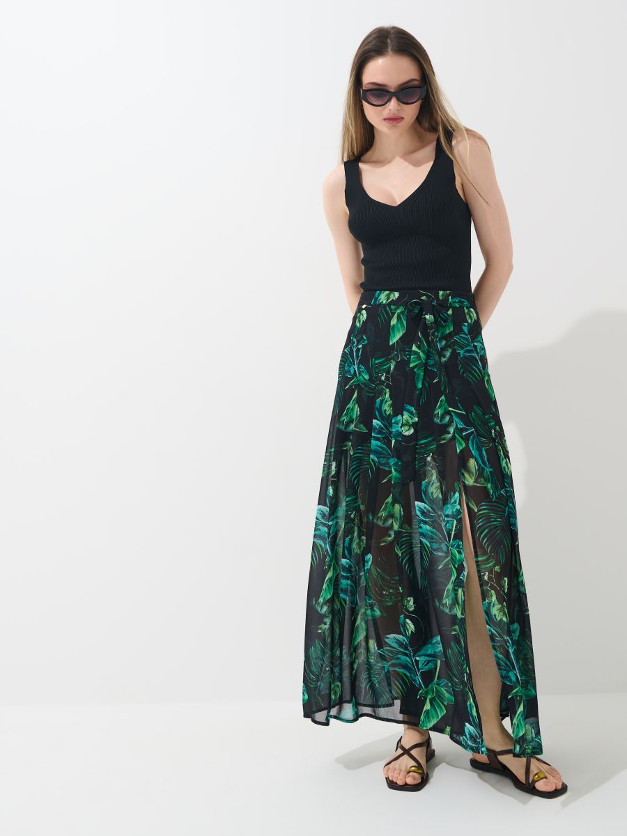 Spódnica maxi w roślinny print