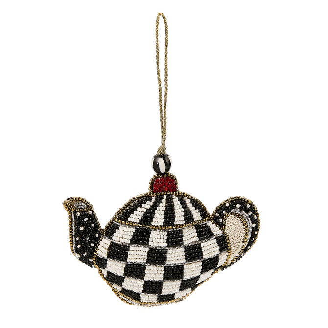 Courtly Check Teapot Beaded Ornament