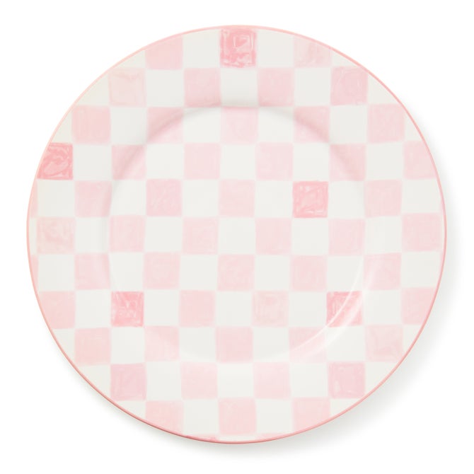 Pink Check Round Platter