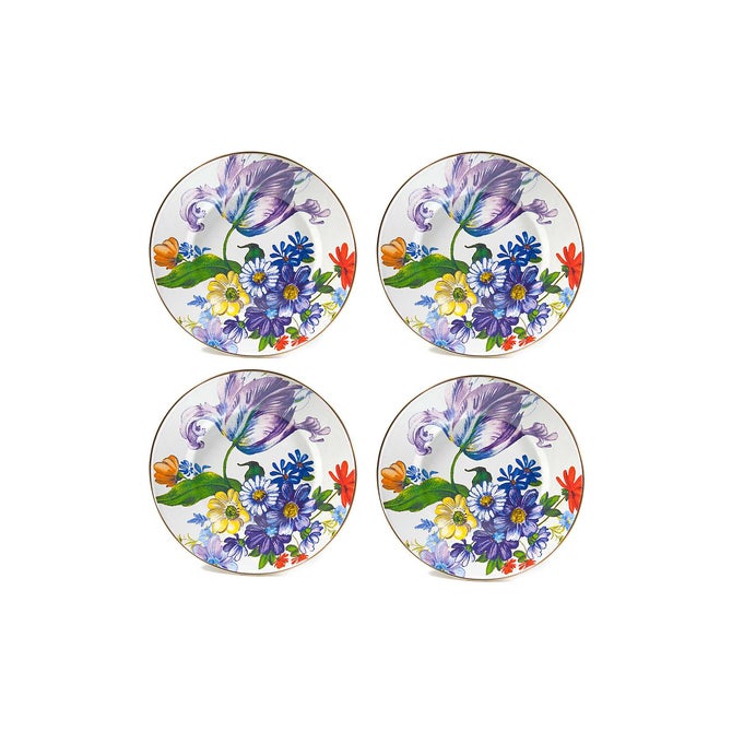 White Flower Market Dinnerware, Set of 4