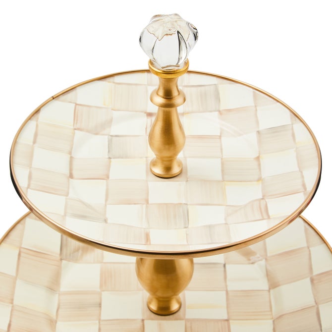 Mocha Check Two Tier Sweet Stand