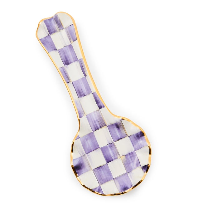 Plum Check Ceramic Spoon Rest
