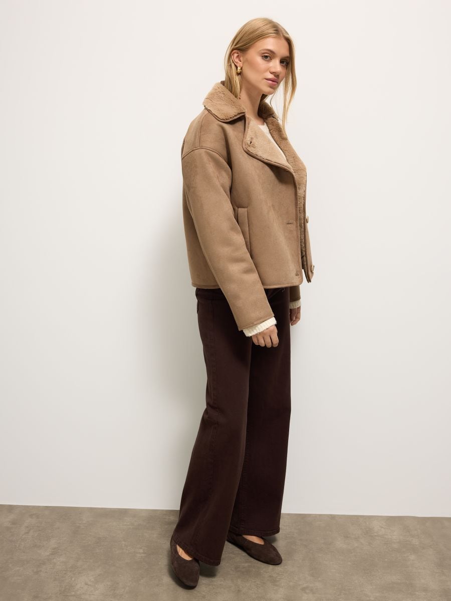 Kożuch oversize z futerkiem