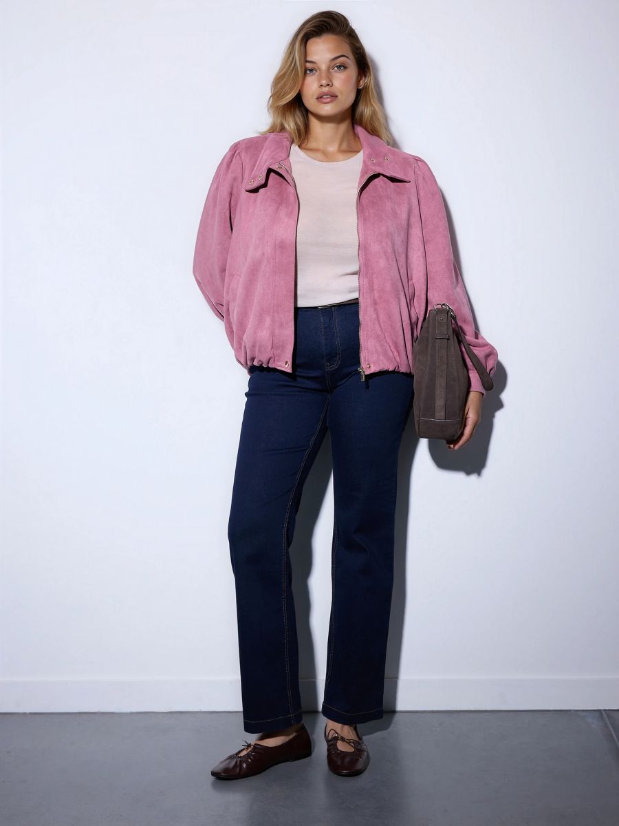 Brązowa kurtka typu biker