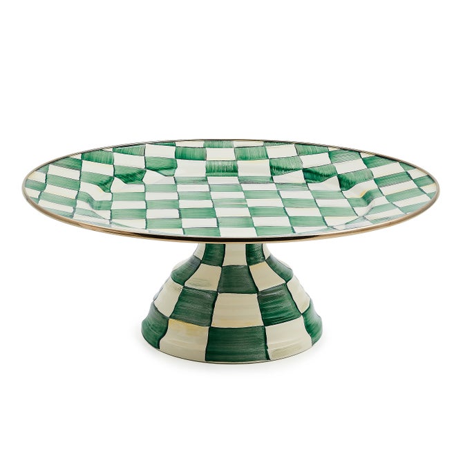 Emerald Check Large Pedestal Platter