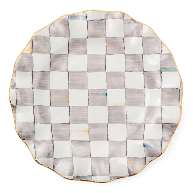 Sterling Check Ceramic Fluted Dinner Plate