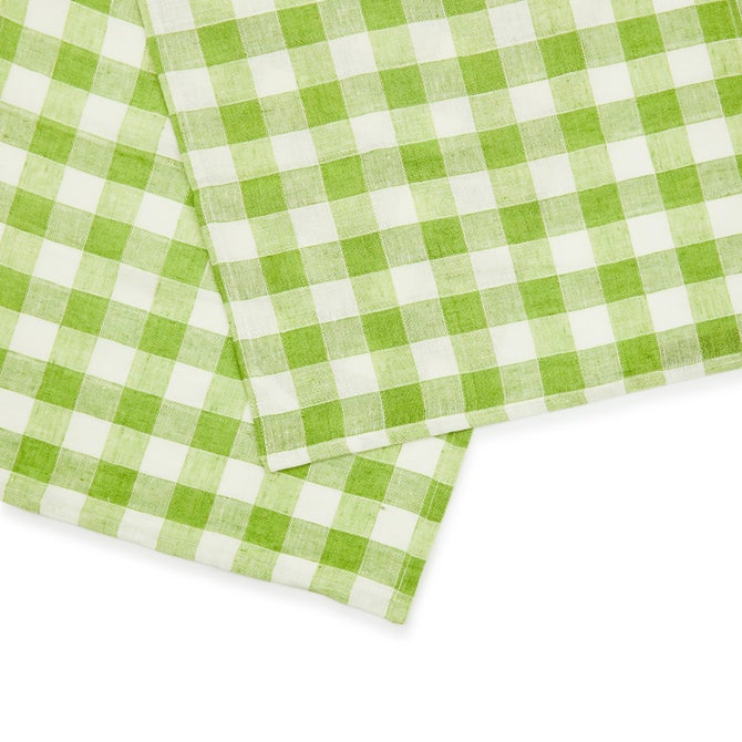 Green Check Linen Dish Towel