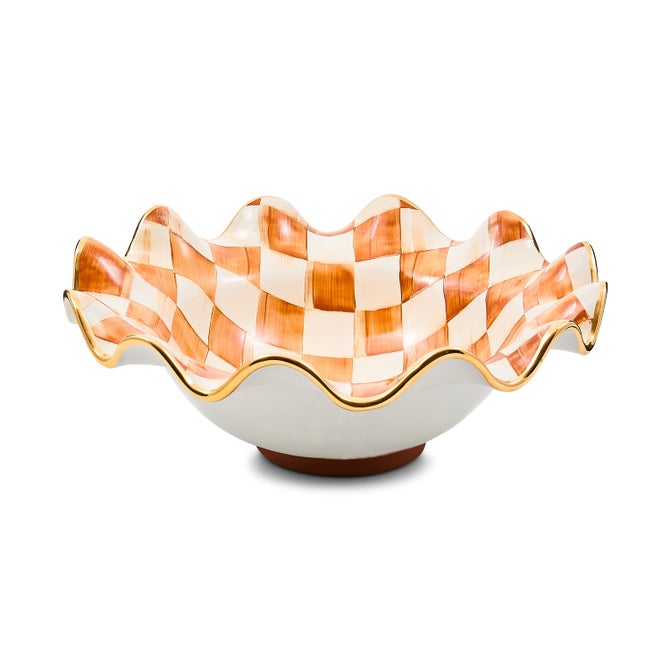 Ginger Check Medium Ceramic Fluted Serving Bowl