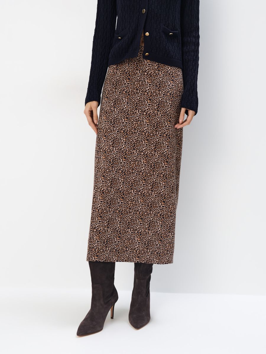 Wiskozowa spódnica midi w panterkę