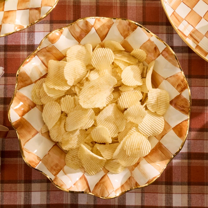 Ginger Check Medium Ceramic Fluted Serving Bowl