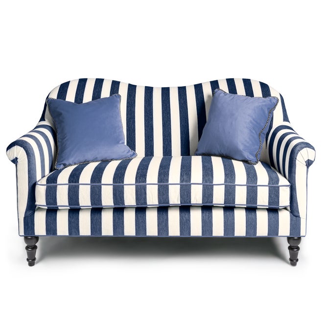 Marquee Navy Stripe Chenille Armless Chair