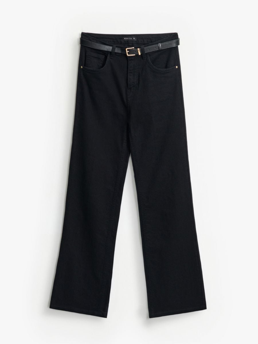 Jeansy bootcut z paskiem