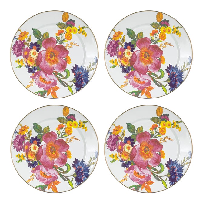 White Flower Market Dinnerware, Set of 4