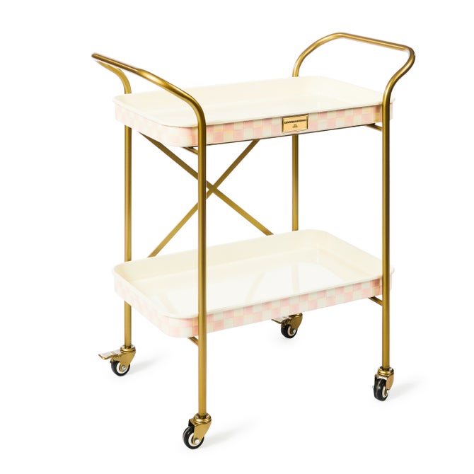 Rosy Check 2-Tier Kitchen Cart