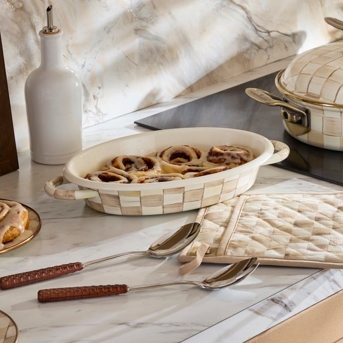 Mocha Check Medium Oval Gratin Dish