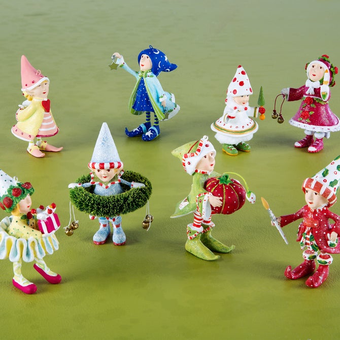 Patience Brewster Dash Away Elves Mini Ornaments Set