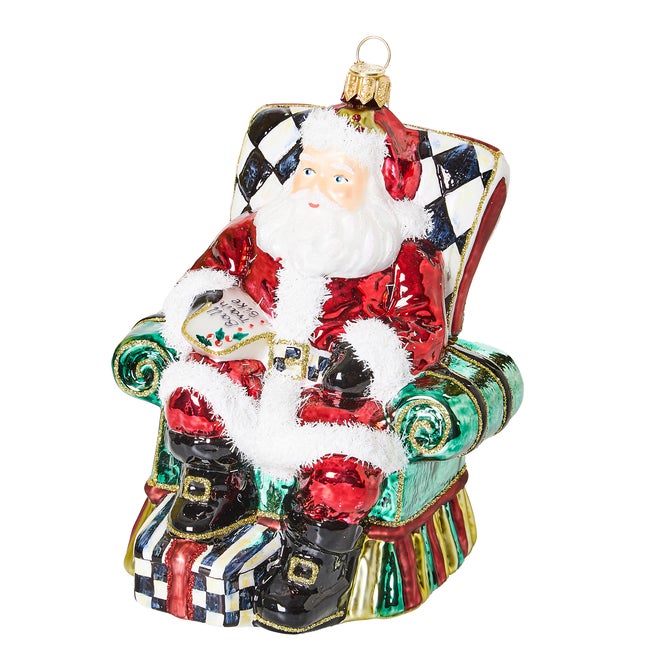 Wish List Santa Glass Ornament