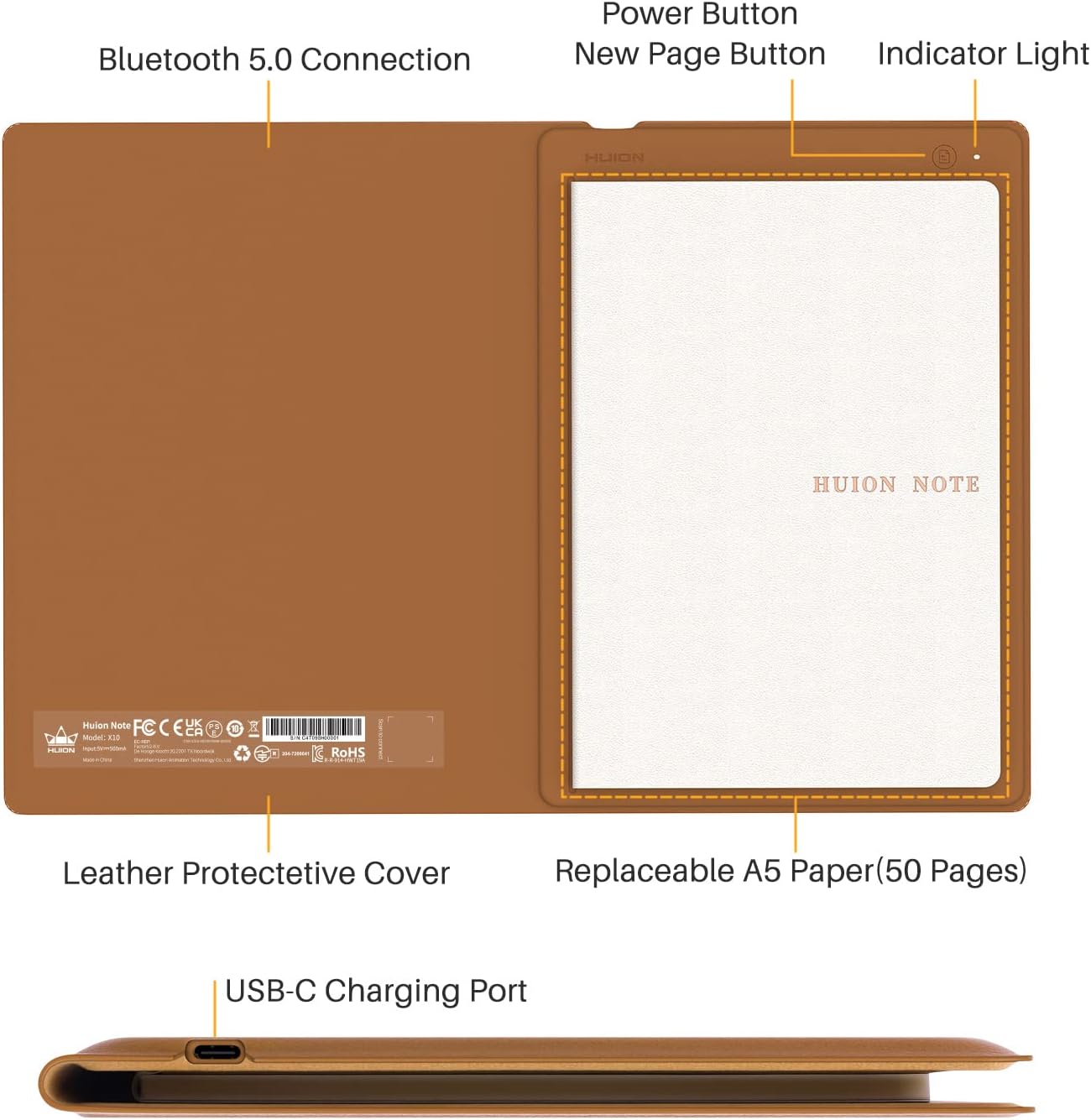 2-in-1 Digital Notebook Drawing Tablet With Battery-free Pen