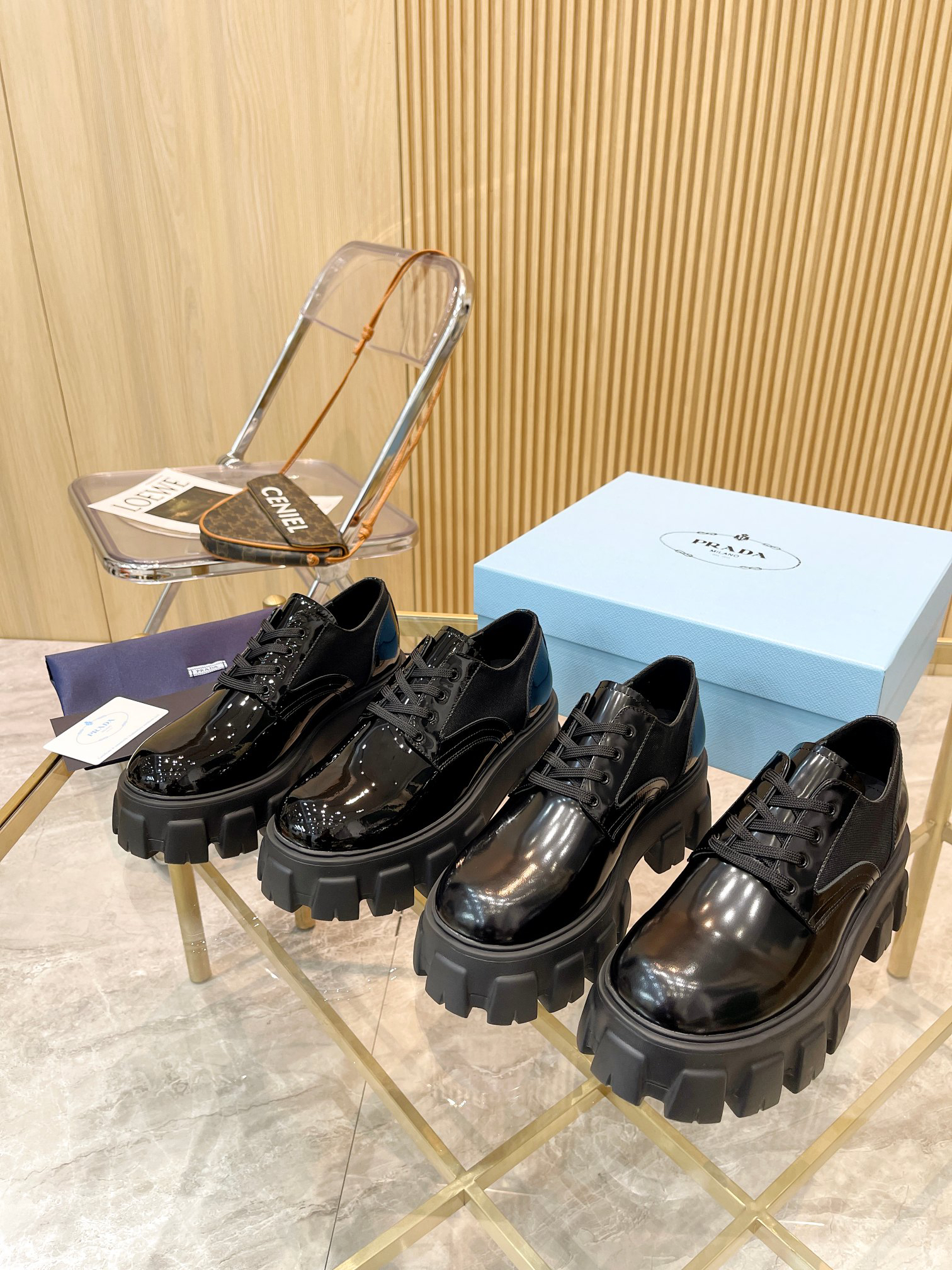 Prada women's leather shoes-25