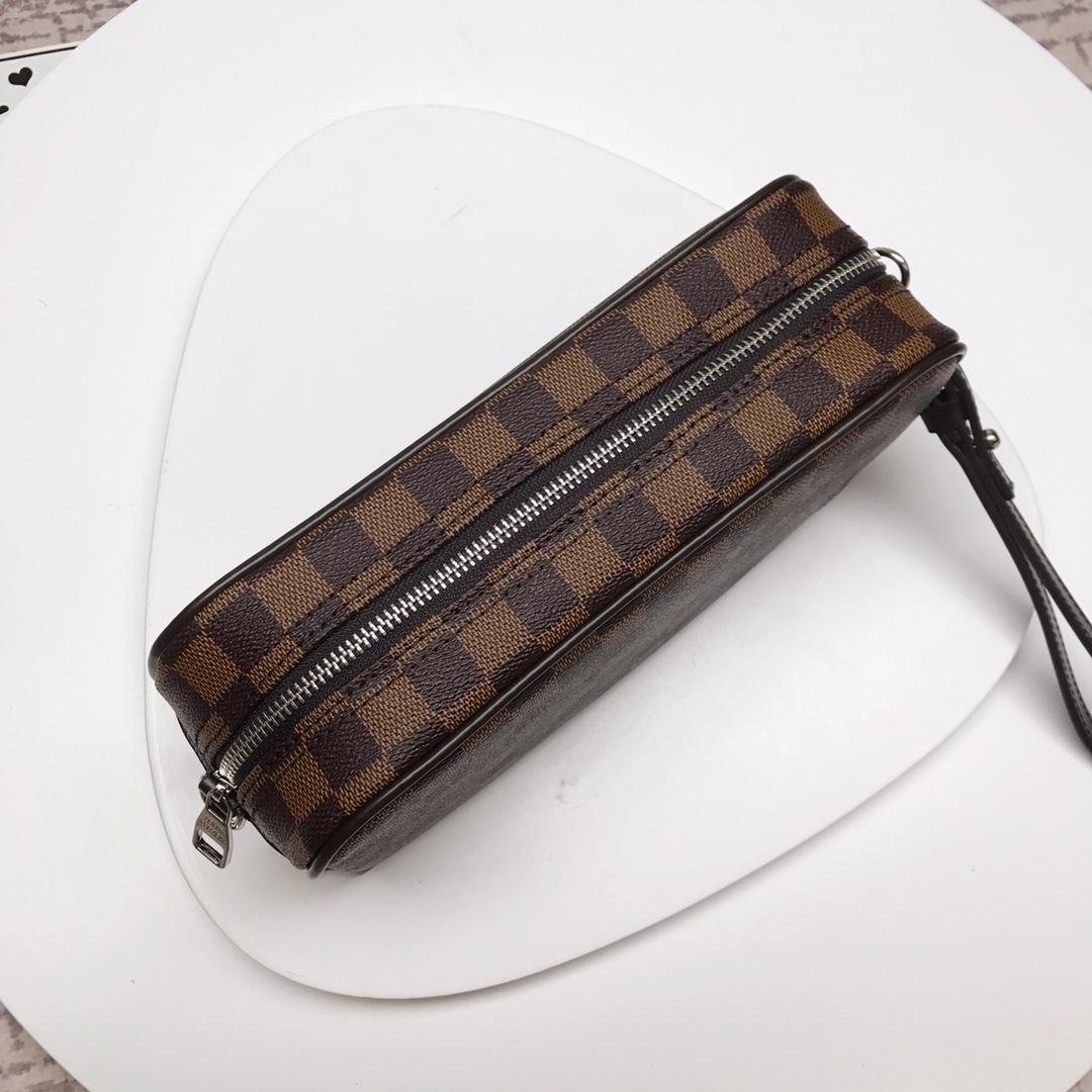 Louis Vuitton M47543 Men Clutch Bag Damier Ebene Canvas