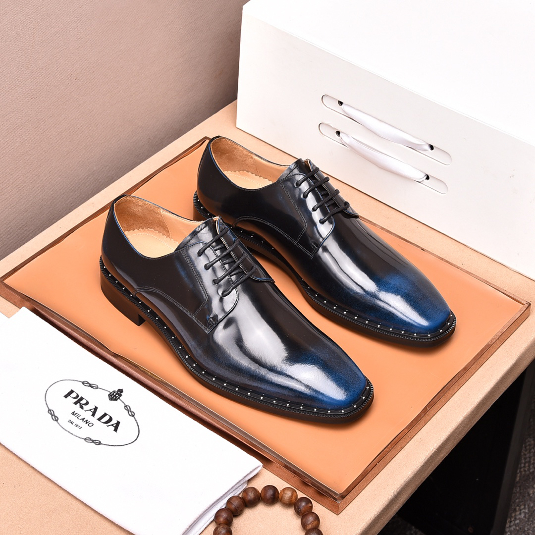 Prada men's leather shoes-81