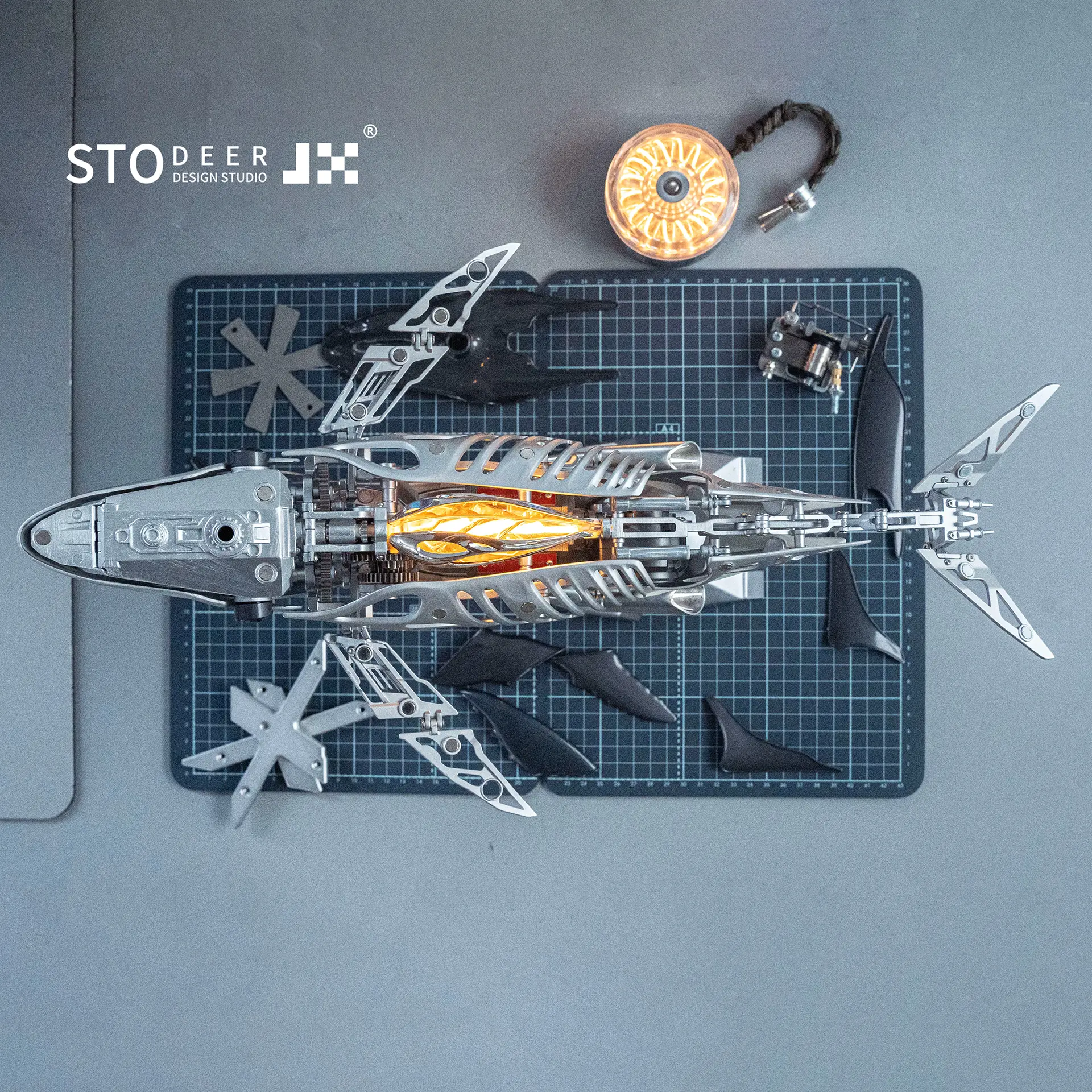 Stodeer Mechanical Metal Humpback Whale Model– Premium Steampunk 3D Metal Art model