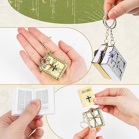 Bible-Shaped Cross Keychain