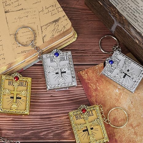 Bible-Shaped Cross Keychain