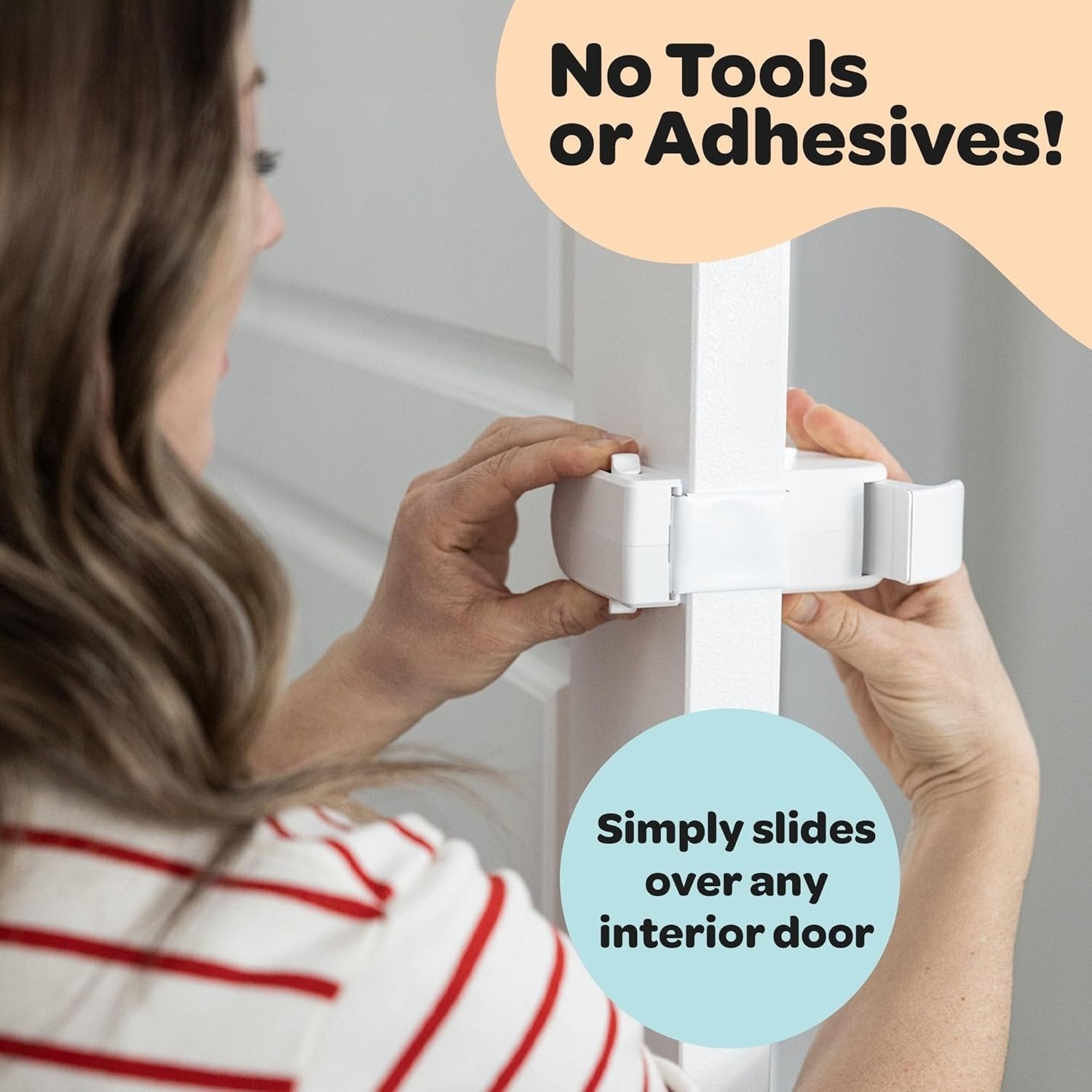 The Snap-On Door Lock Kids Can't Reach or Defeat - No Tools or Adhesives Required