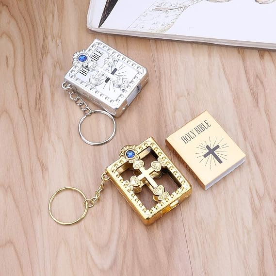 Bible-Shaped Cross Keychain