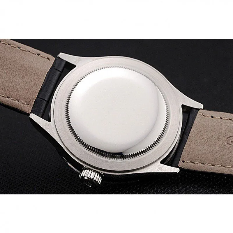Swiss Cellini Time Silver Case Black Dial Black Leather Bracelet 622654