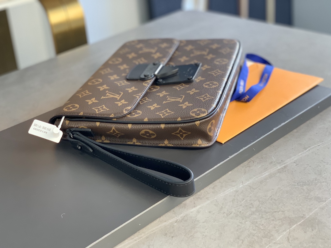 Louis Vuitton S Lock A4 Pouch Monogram Macassar Coated Canvas M80560