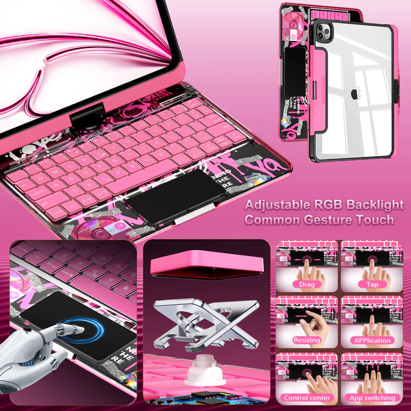 New Y2K Color Keyboard Compatible with Apple iPad Pink