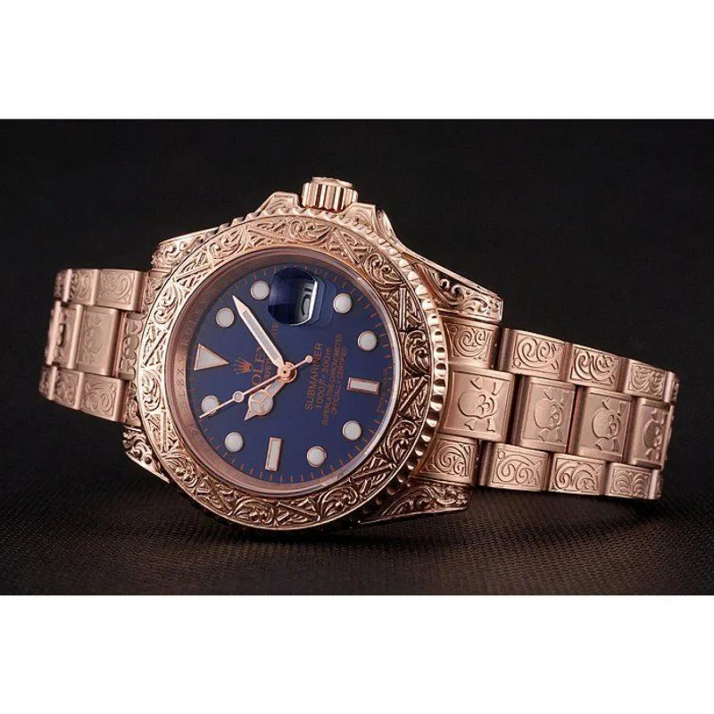 Swiss Submariner Skull Limited Edition Blue Dial Rose Gold Case And Bracelet 1454085