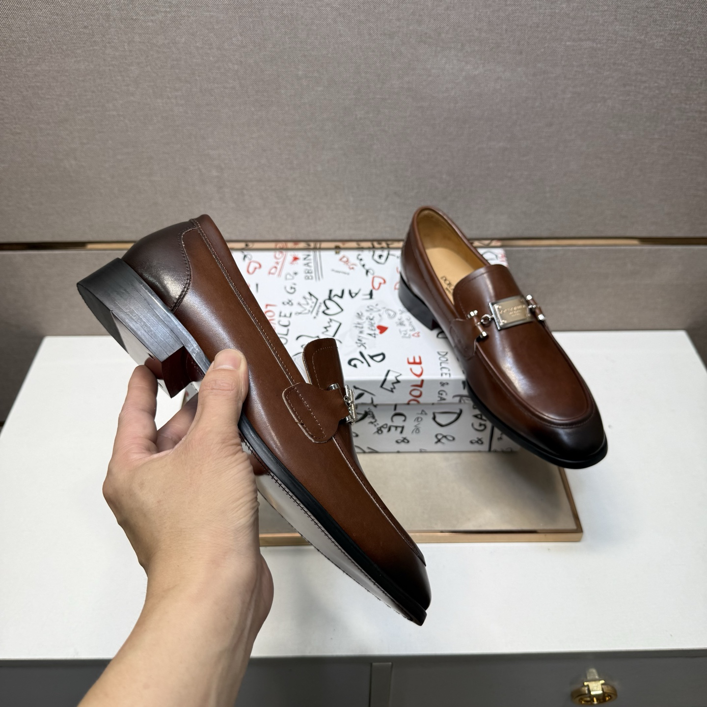 D&G men's leather shoes-92