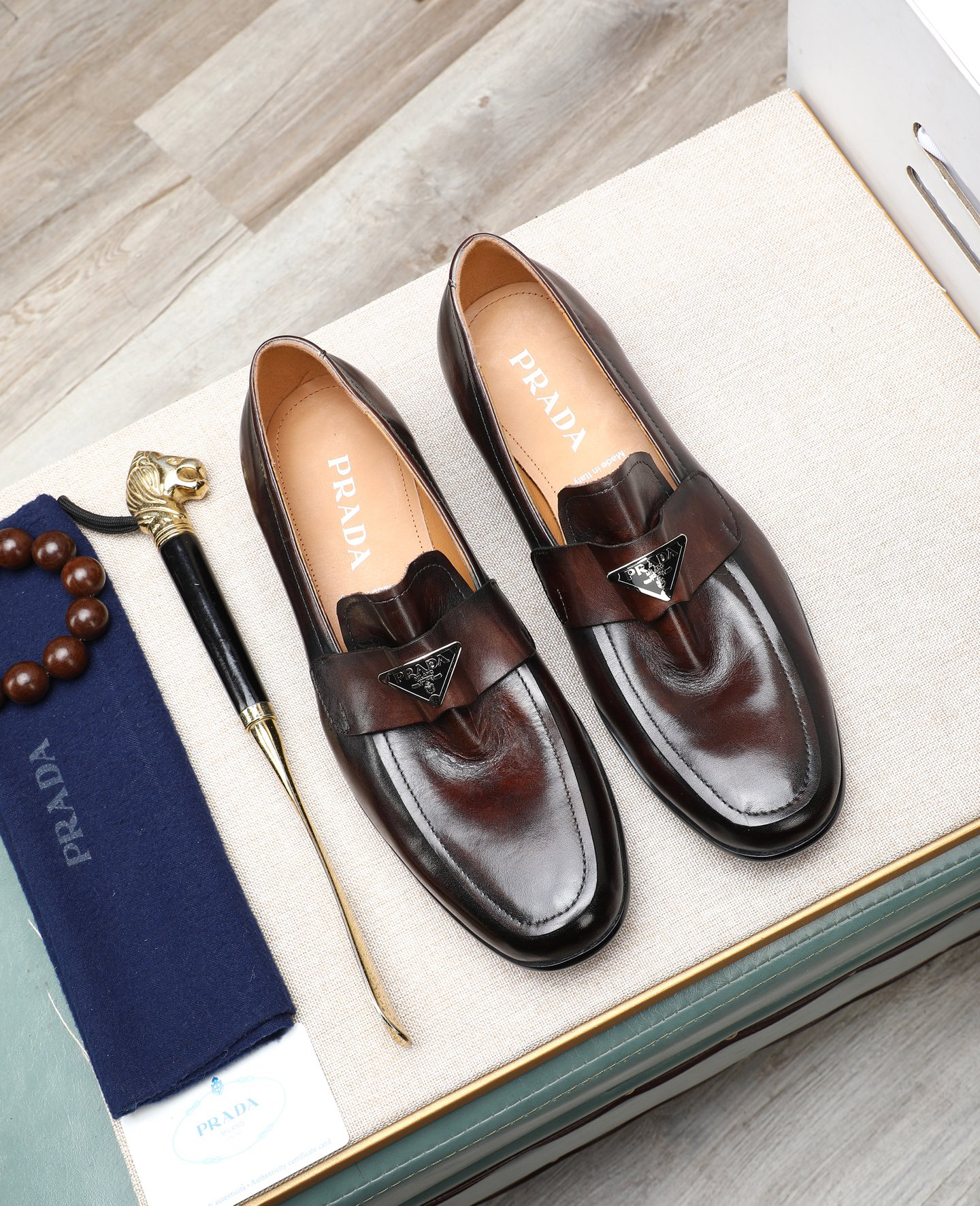 Prada men's leather shoes-57
