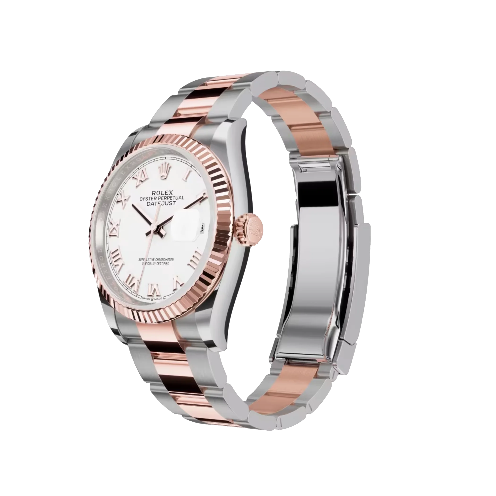 Datejust: Oystersteel and Everose gold, white dial, Oyster bracelet, m126231-0016