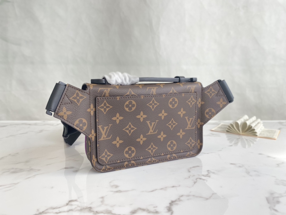 Louis Vuitton Mens S Lock Sling Monogram Macassar Coated Canvas M46245