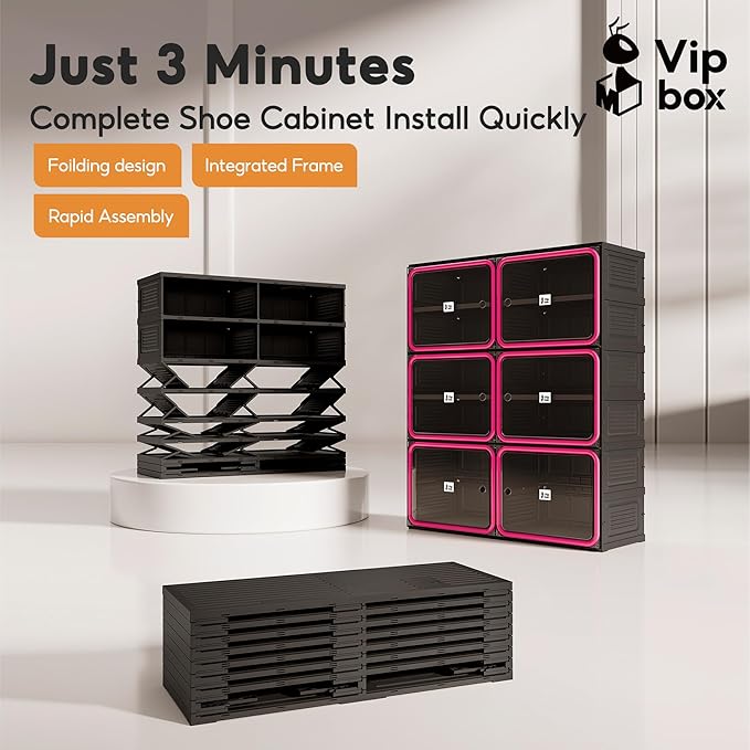 No assembly required for the multi-tier foldable shoe rack.