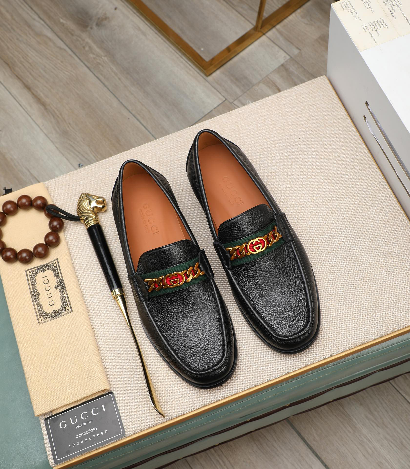 Gucci men's leather shoes-9