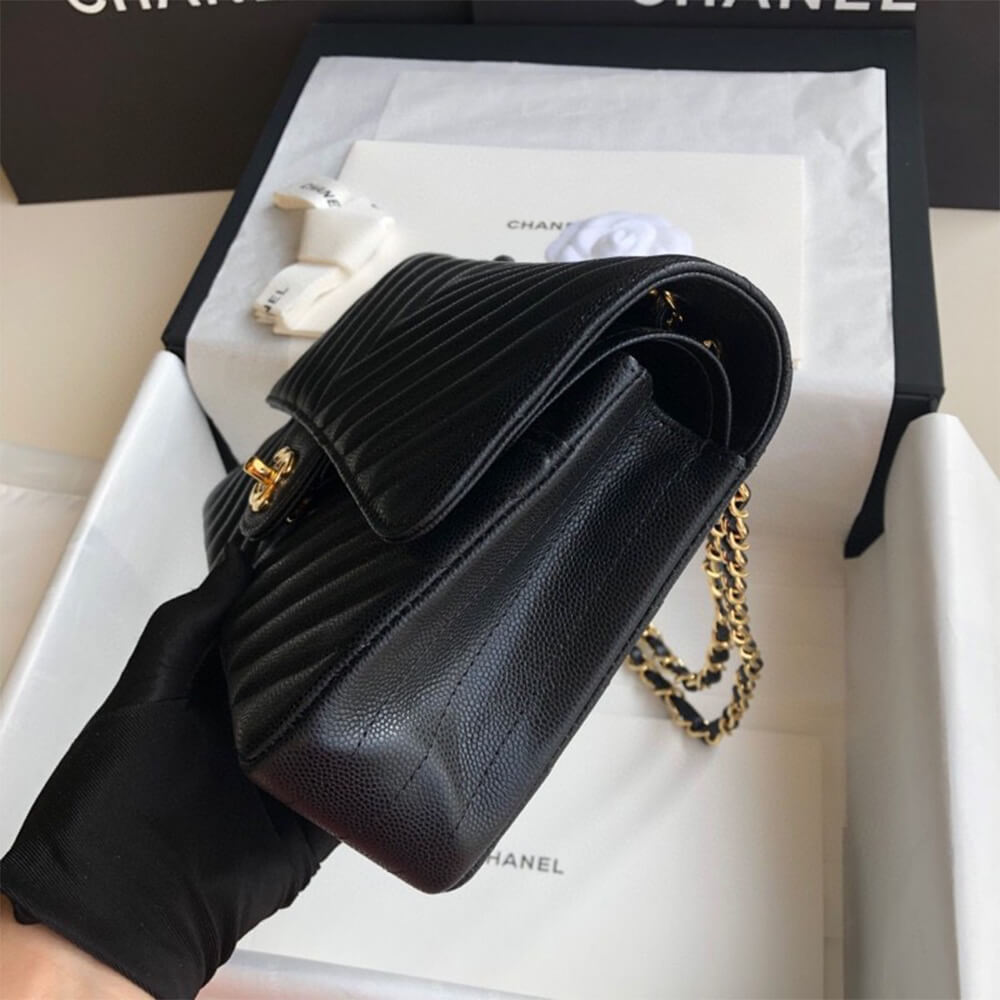 Chanel Classic Chevron Tweed Medium Flap